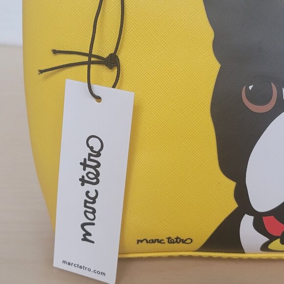 Marc Tetro Love My Boston Terrier Dog Large Yellow Make Up Travel Zip Bag Pouch - Picture 2 of 11